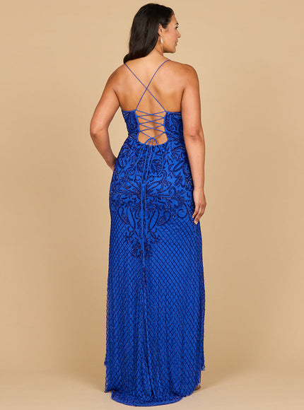 Lara Lace Up Open Back Beaded Dress