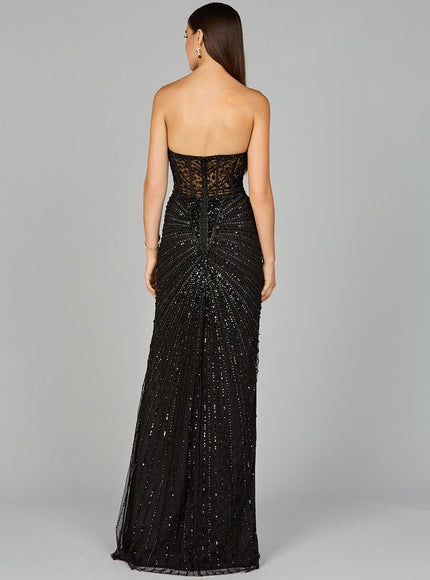 Lara Embellished Strapless Gown with Slit