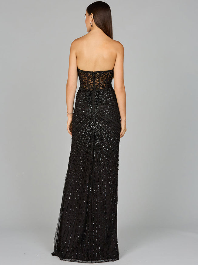 Lara Embellished Strapless Gown with Slit