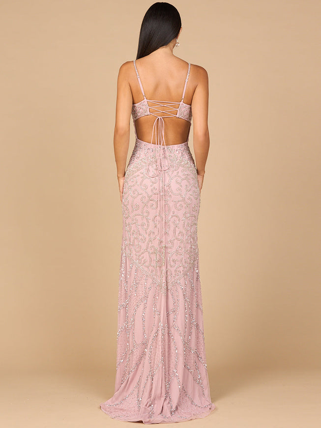 Embellished Gown with Slit And Low Back