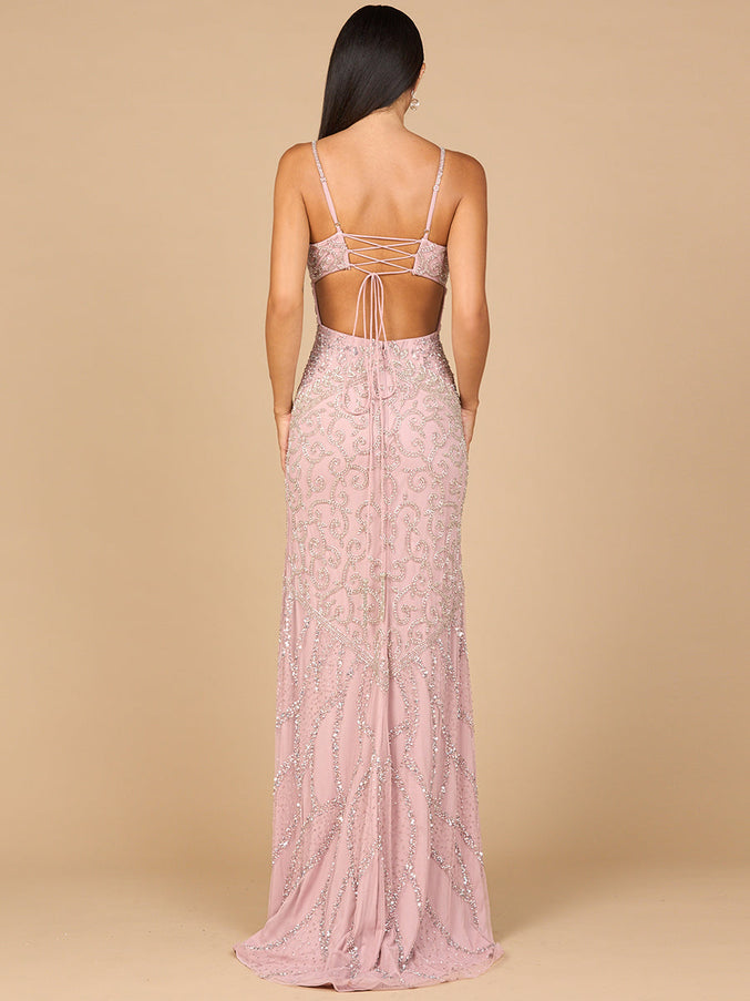 Embellished Gown with Slit And Low Back