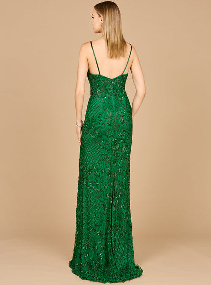 Body Con V-Neck Beaded Gown