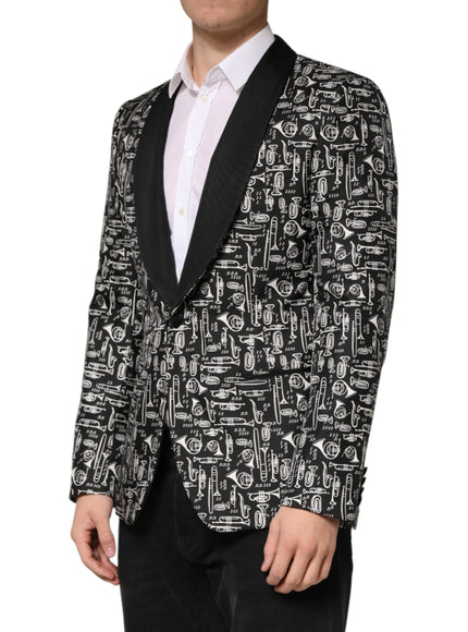 Dolce & Gabbana Black Jazz Club Silk Single Breasted Blazer