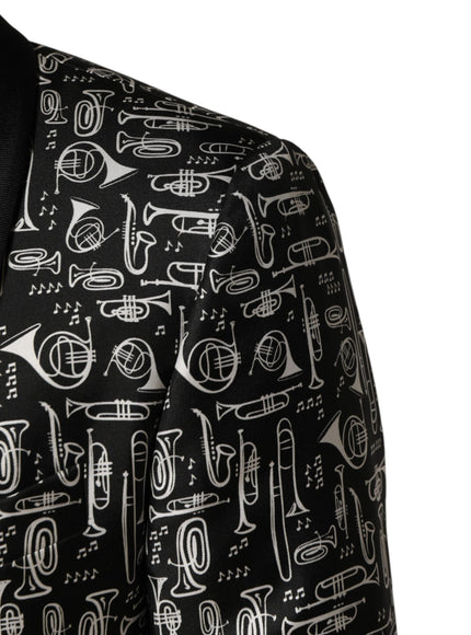 Dolce & Gabbana Black Jazz Club Silk Single Breasted Blazer
