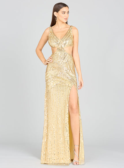 Lara Dahlia Sequin Dress Gold
