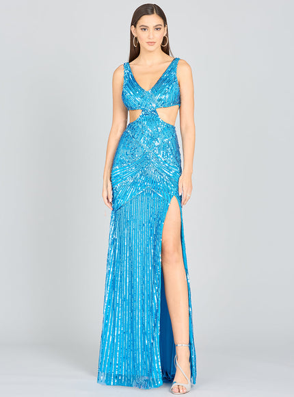 Lara Dahlia Sequin Dress Ocean