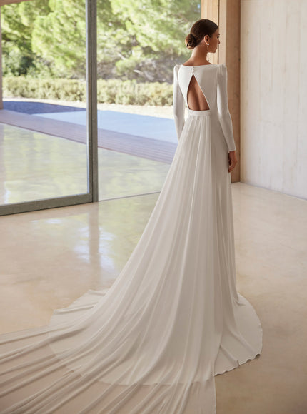 Rosa Clará Adan Long-Sleeve Crepe Wedding Dress