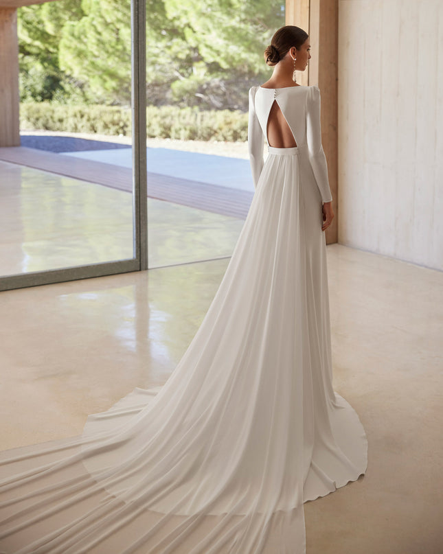 Rosa Clará Adan Long-Sleeve Crepe Wedding Dress