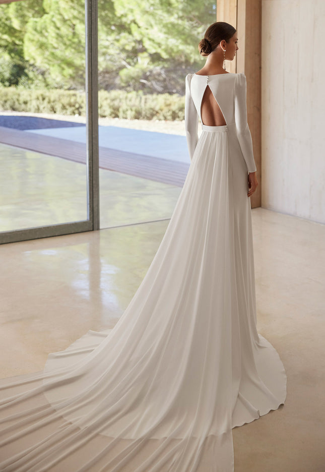 Rosa Clará Adan Long-Sleeve Crepe Wedding Dress