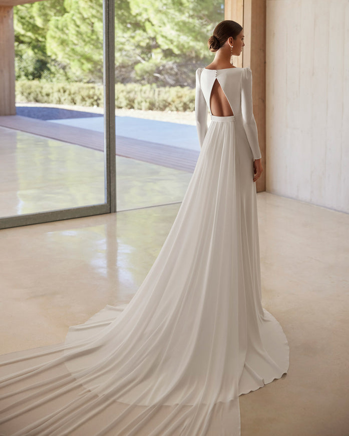 Rosa Clará Adan Long-Sleeve Crepe Wedding Dress