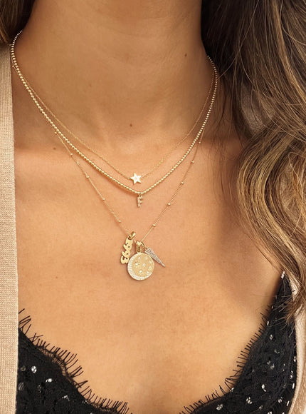 Zoe Lev 14K Gold Mini Diamond Initial Bead Necklace