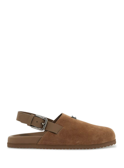 Dolce & Gabbana suede leather clogs with logo plate