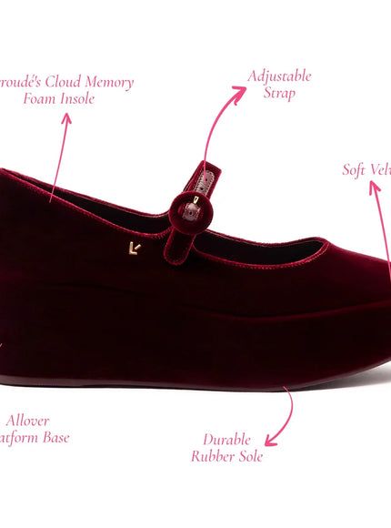 Larroude Blair Flatform In Wine Velvet