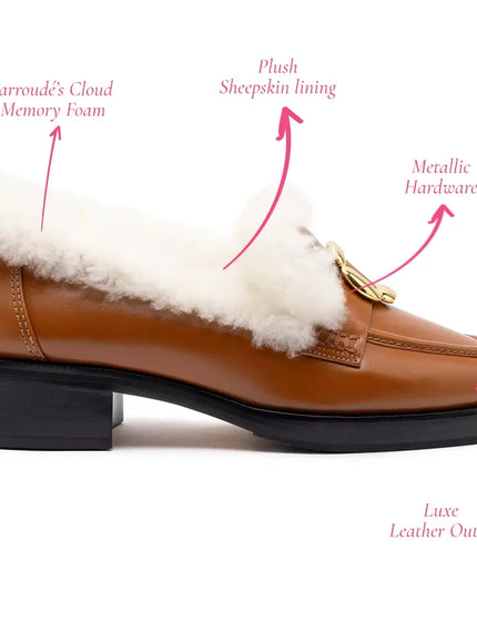 Bobbie Loafer In Caramel Leather and Natural Shearling