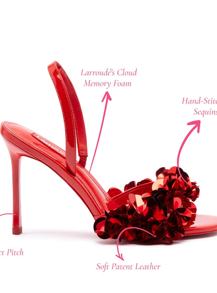 Larroude Morgan Sandal In Scarlet Patent Leather