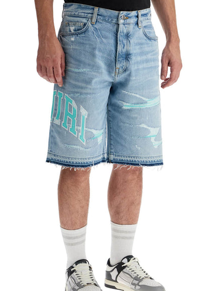 Amiri denim logo varsity bermuda shorts