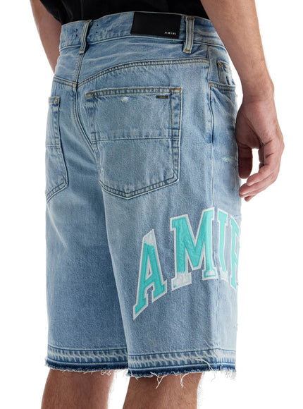 Amiri denim logo varsity bermuda shorts