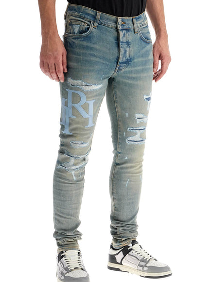 Amiri leather logo jeans with eight words