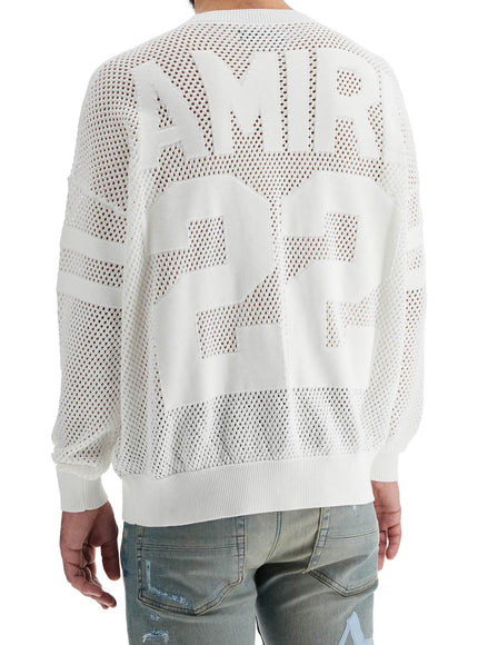 Amiri neck perforated knit sweater