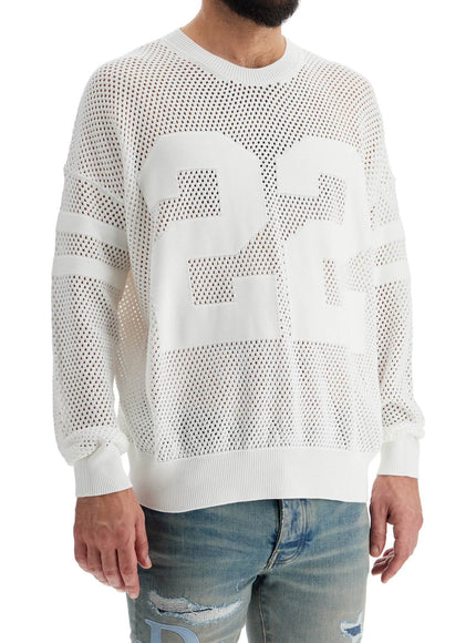 Amiri neck perforated knit sweater