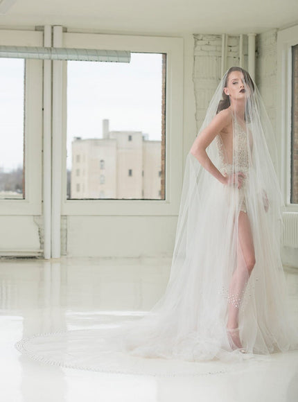 Helena Two-Tier Cathedral Crystal Veil