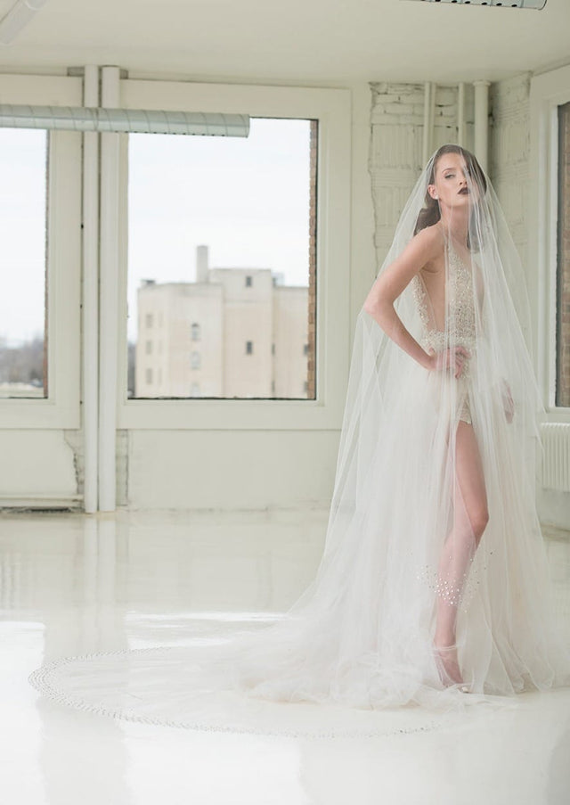 Helena Two-Tier Cathedral Crystal Veil