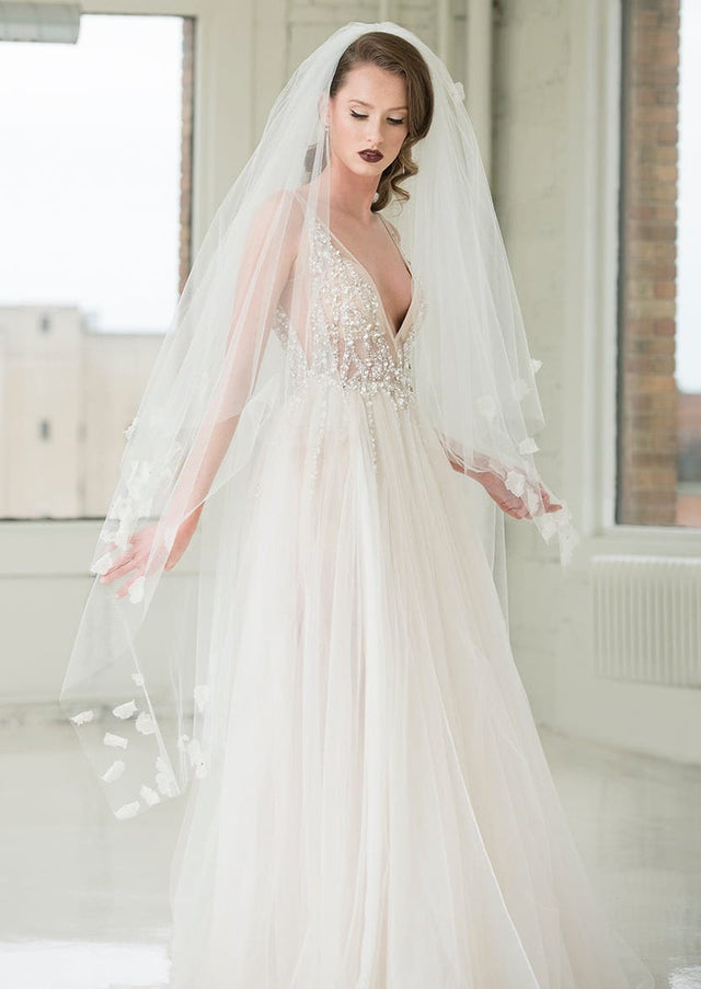 Delilah Two-Tier Handkerchief Waltz Floral Veil