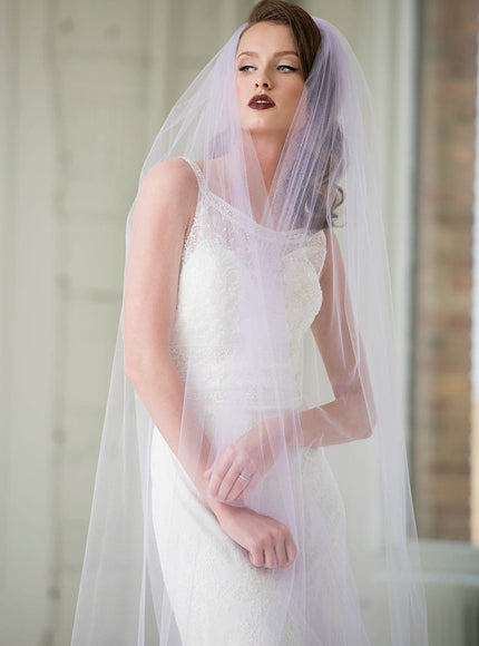 1902 Plain Cathedral Length Veil in Lilac