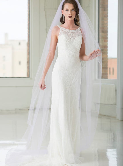 1902 Plain Cathedral Length Veil in Lilac
