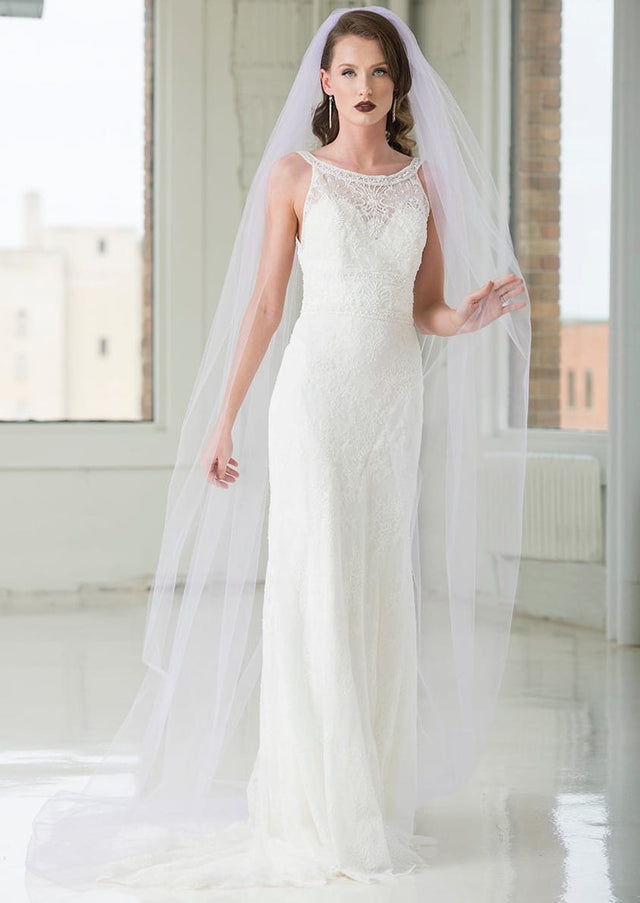 1902 Plain Cathedral Length Veil in Lilac