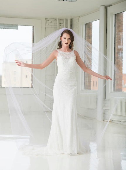 1902 Plain Cathedral Length Veil in Lilac