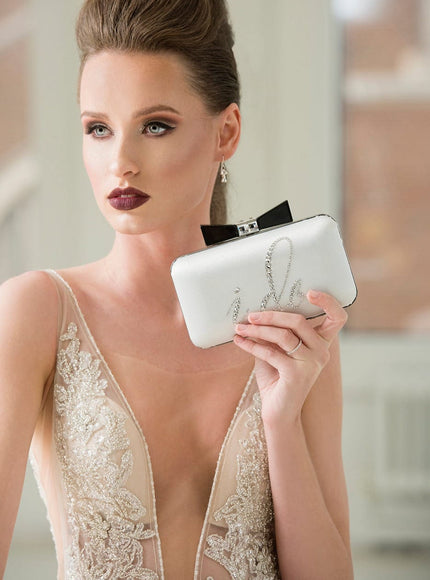 Honey "I Do" Black Tie Bow Clutch