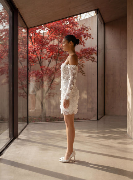 Ellie Belle Amelie 3D Floral Mini Bridal Dress