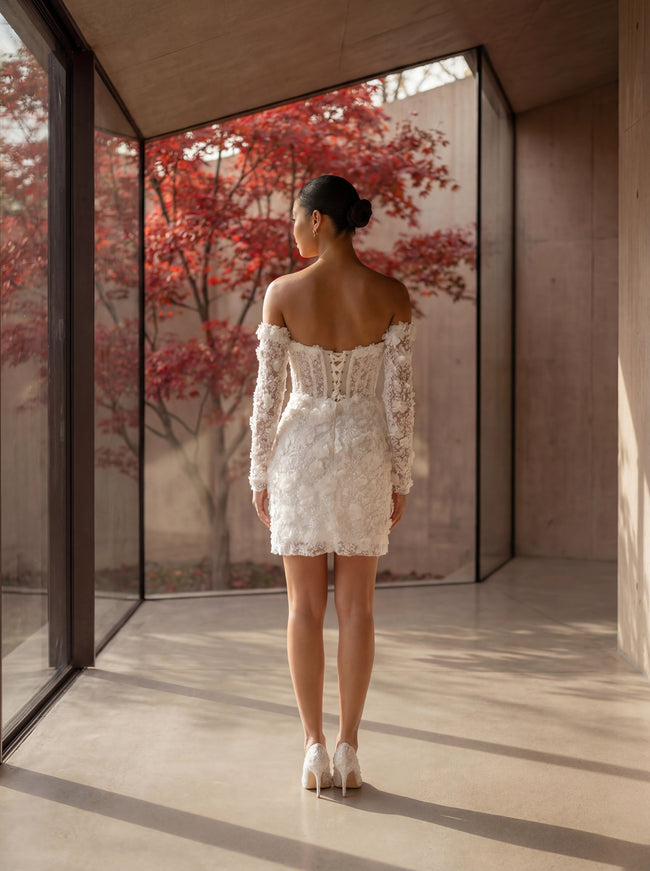 Ellie Belle Amelie 3D Floral Mini Bridal Dress