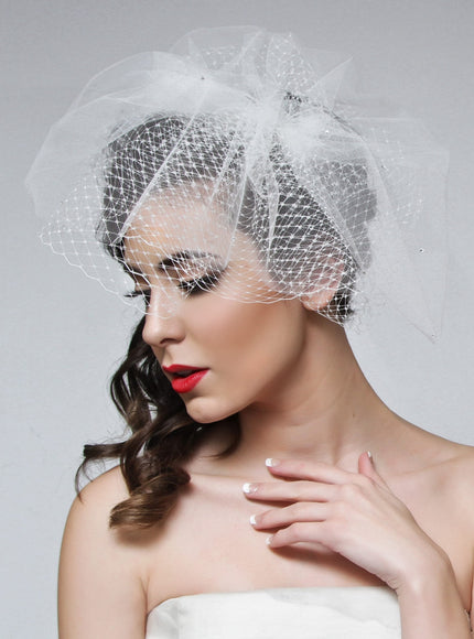 Antoinette Russian Netting and Tulle "Hat" Cage Veil