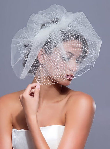 Antoinette Russian Netting and Tulle "Hat" Cage Veil