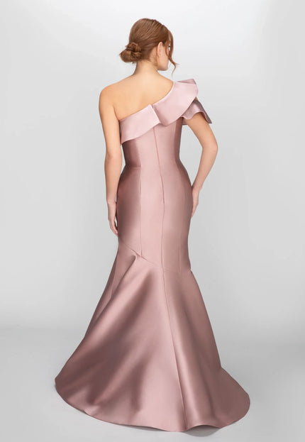 Anne Barge Athena One Shoulder Ruffle Gown