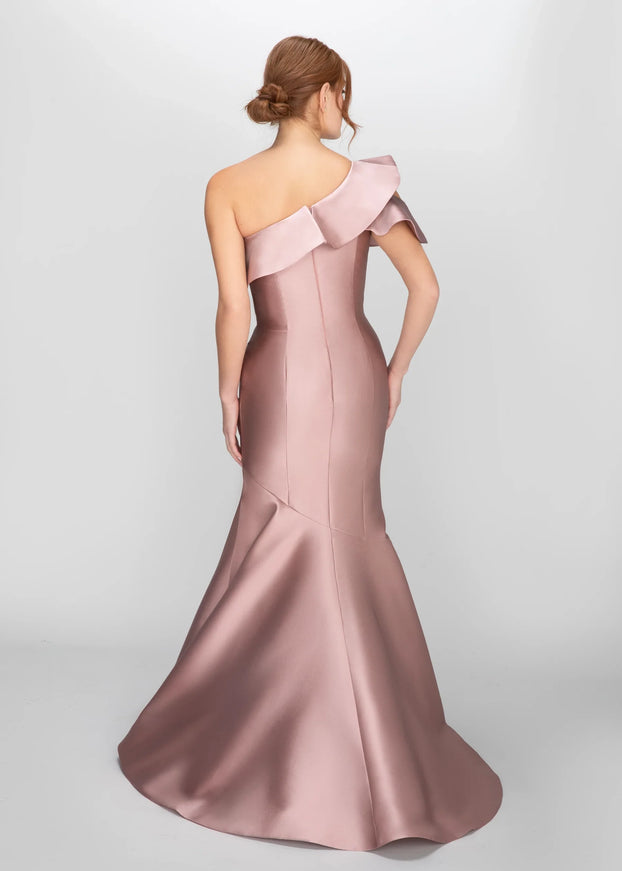 Anne Barge Athena One Shoulder Ruffle Gown