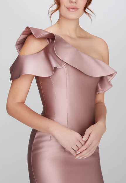 Anne Barge Athena One Shoulder Ruffle Gown