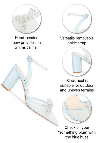 Bella Belle Athena Blue Crystal Block Heels
