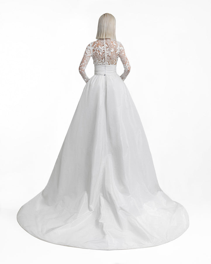 Gemy Maalouf Mona Lace Top And Taffeta Skirt Set