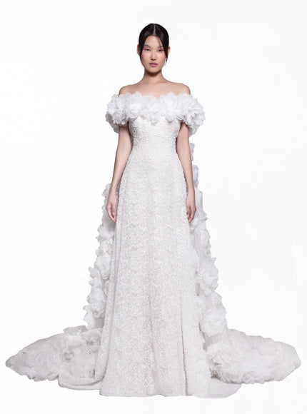 Gemy Maalouf White Rose Gown