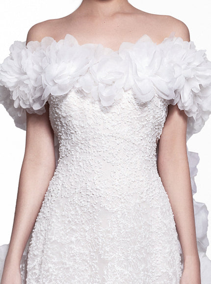 Gemy Maalouf White Rose Gown