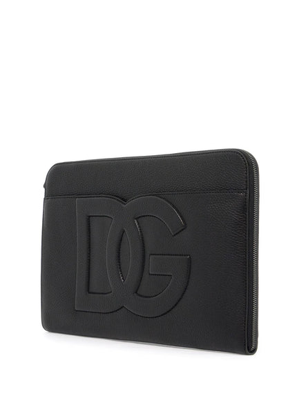 Dolce & Gabbana large hammered leather pouch