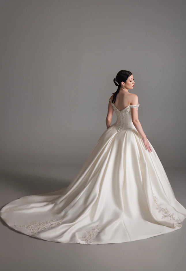 Lazaro Bronte Mikado Ball Gown Wedding Dress