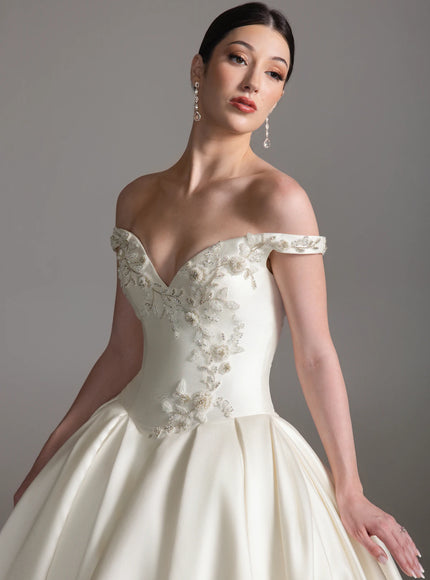 Lazaro Bronte Mikado Ball Gown Wedding Dress