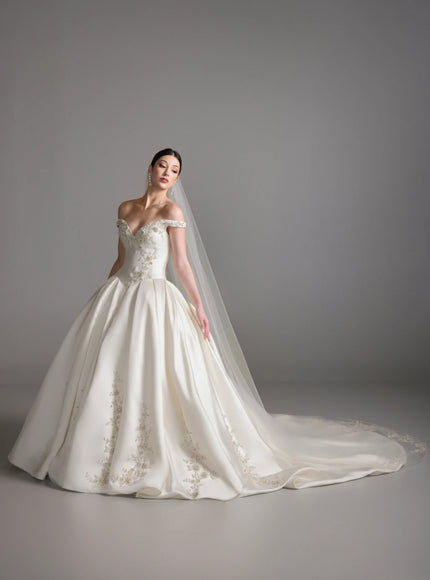 Lazaro Bronte Mikado Ball Gown Wedding Dress