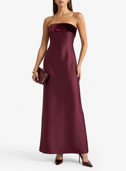 Badgley Mischka Strapless satin-twill gown