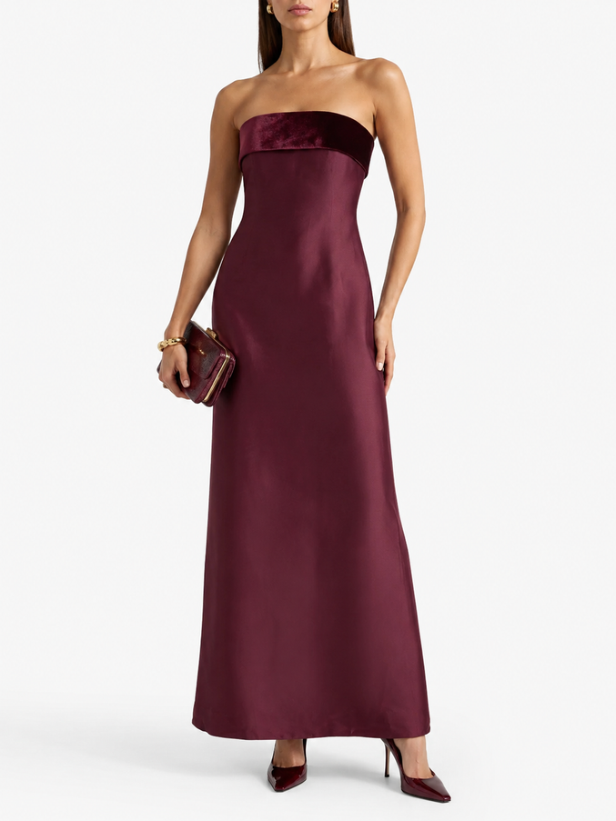 Badgley Mischka Strapless satin-twill gown