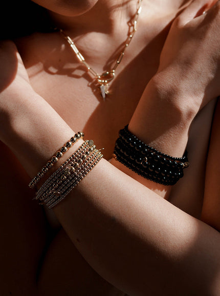 Zoe Lev 4mm Black Onyx Bead Bracelet